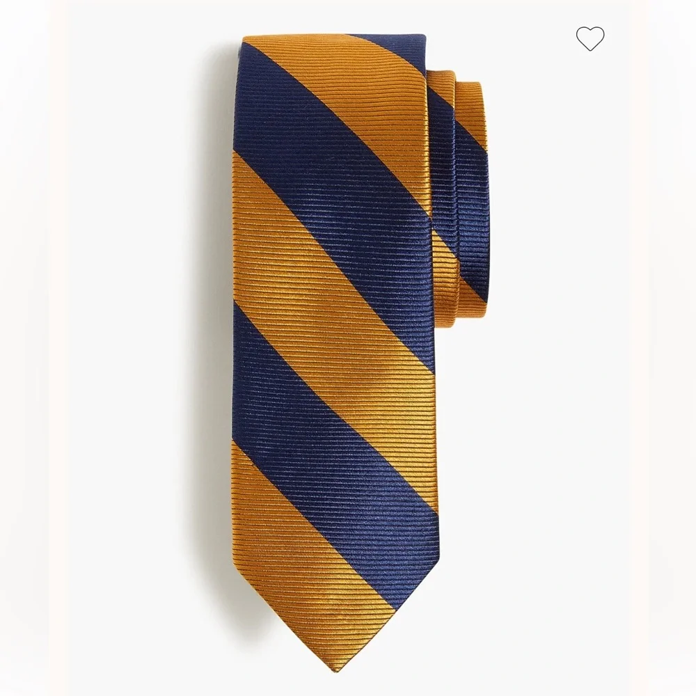 NWT J. Crew Men’s Silk Navy and Gold Diagonal Striped Tie